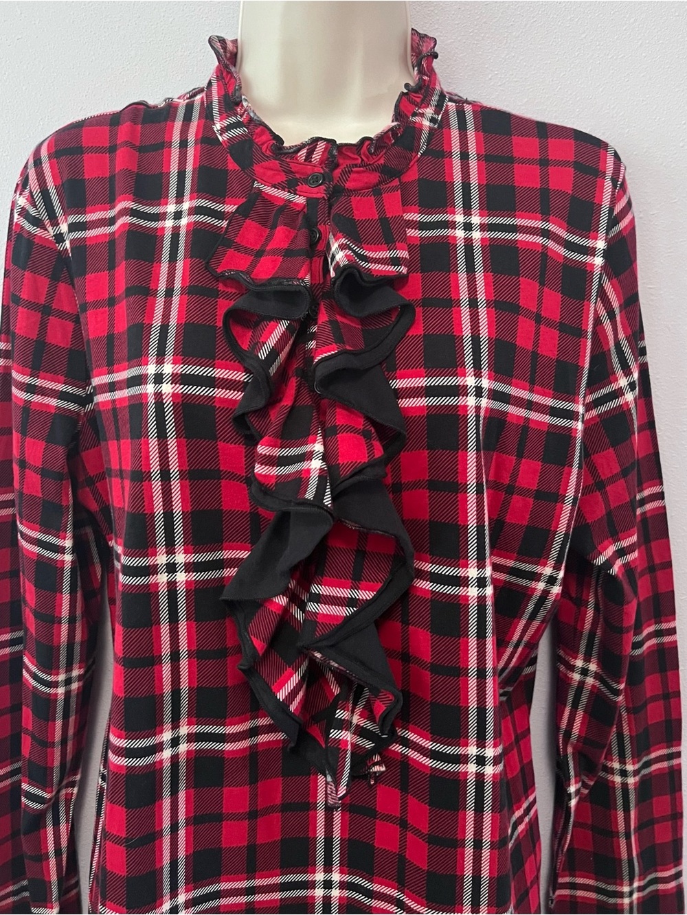 Ralph Lauren Red and Black Plaid Button Down Top Size XL NWT! - Picture 2 of 7